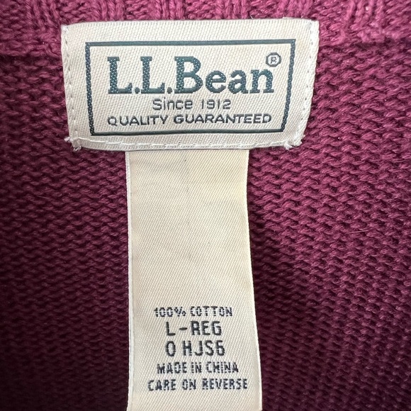 L.L. Bean Men’s Burgundy Full-Zip Knit Cardigan Sweater Size Large Grandpacore - Picture 2 of 4